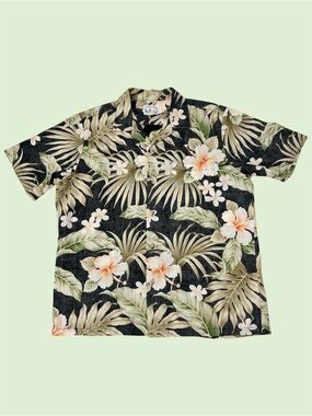 Vintage 80s Pride of Hawaii Floral Aloha Shirt Made in USA Hawaiian Print Large